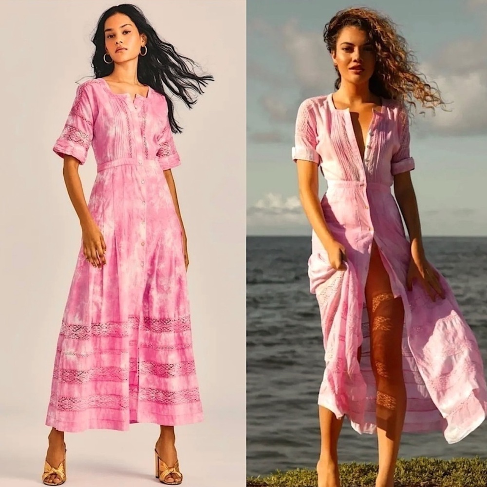 Loveshackfancy Pink Tie-dye Maxi Dress